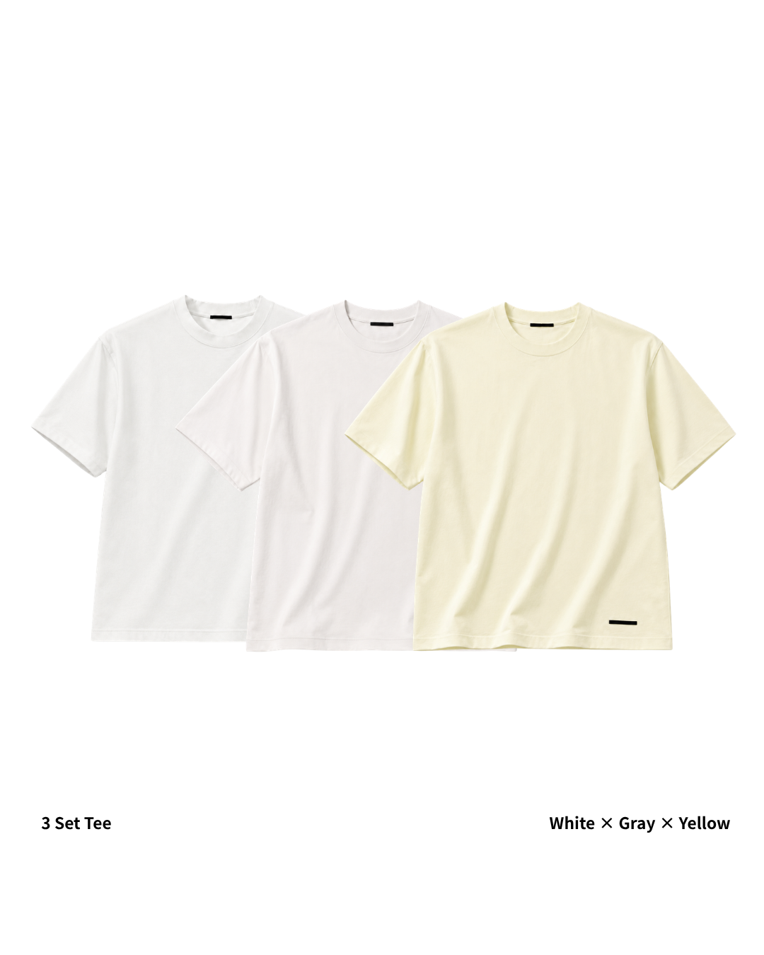 S/S Tee 3pac(White × Gray × Yellow)