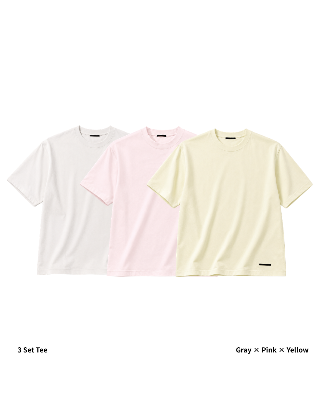 S/S Tee 3pac(Gray × Pink × Yellow)