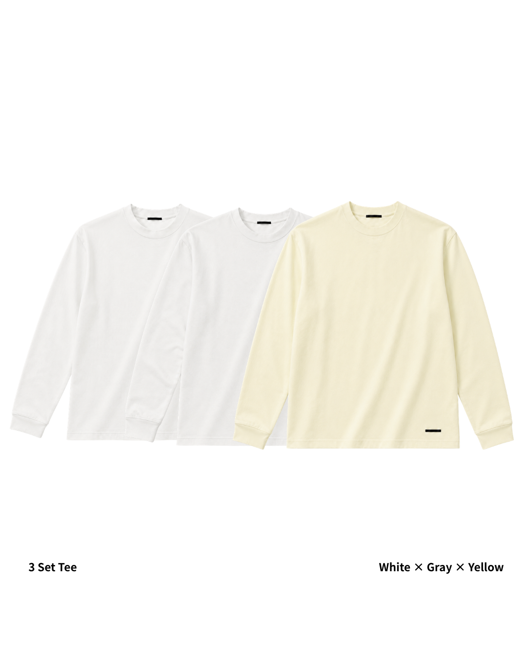 L/S Tee 3pac(White × Gray × Yellow)