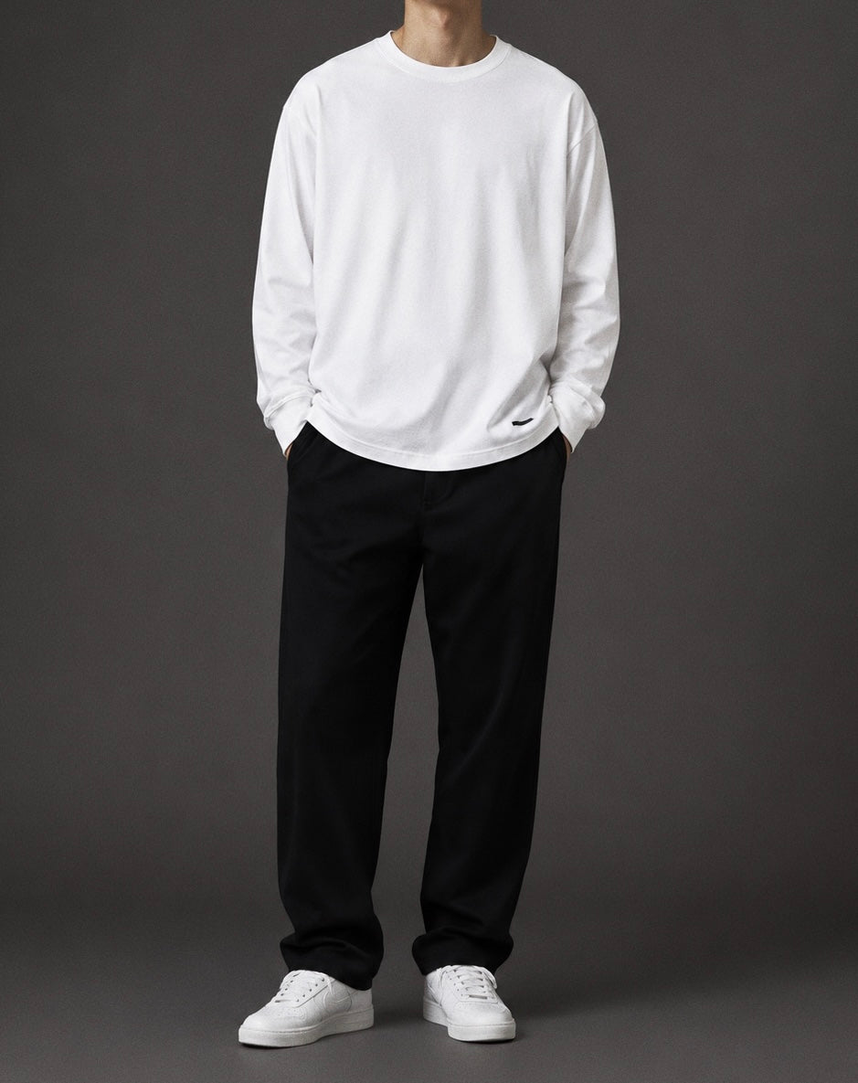 L/S PLAIN GRAY T
