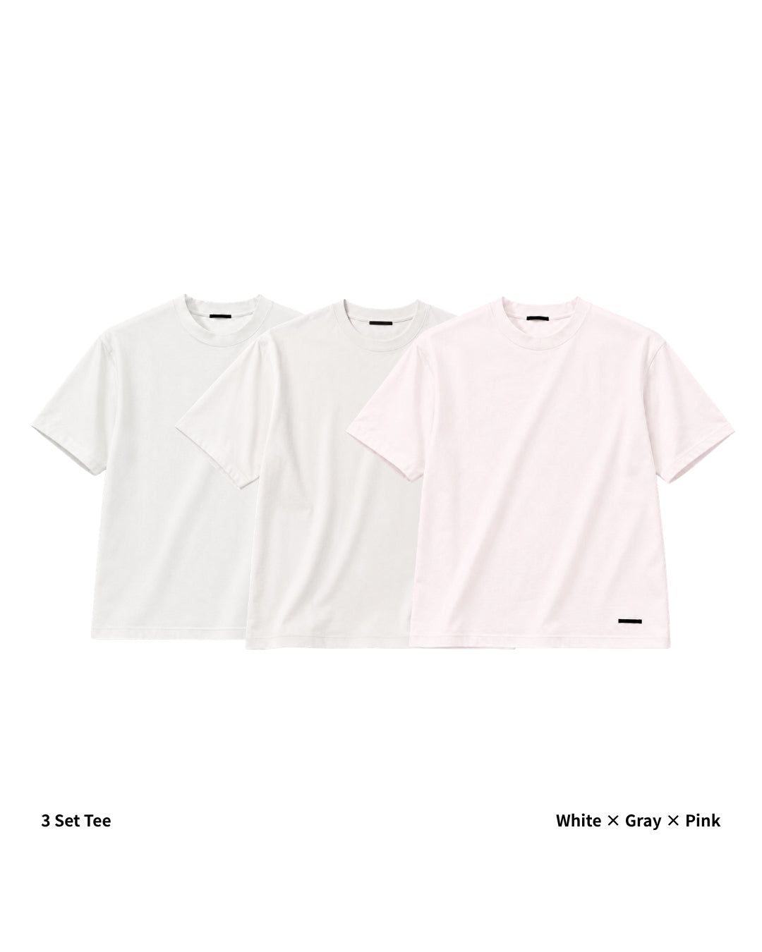 S/S Tee 3pac(White × Gray × Pink)