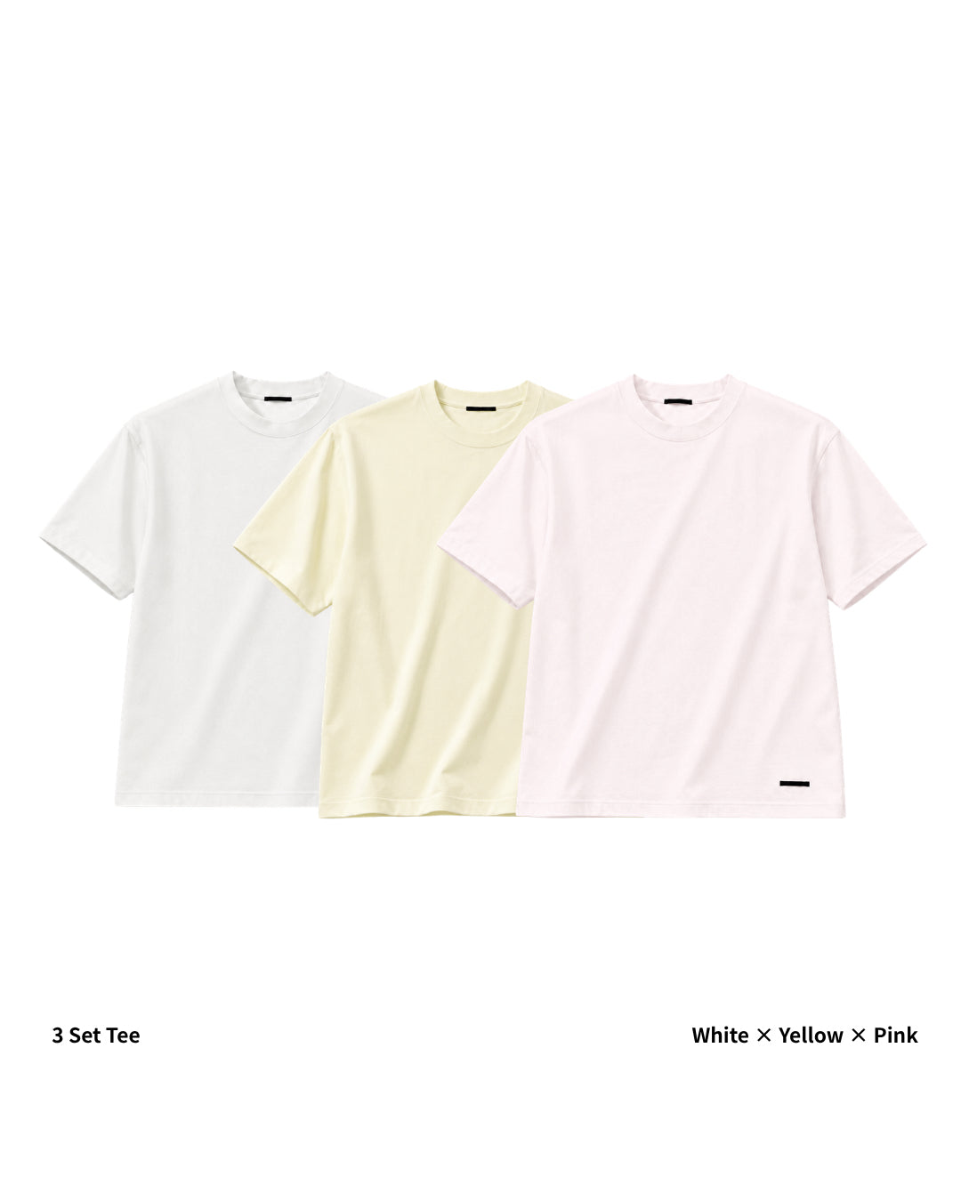 S/S Tee 3pac(White × Yellow × Pink)