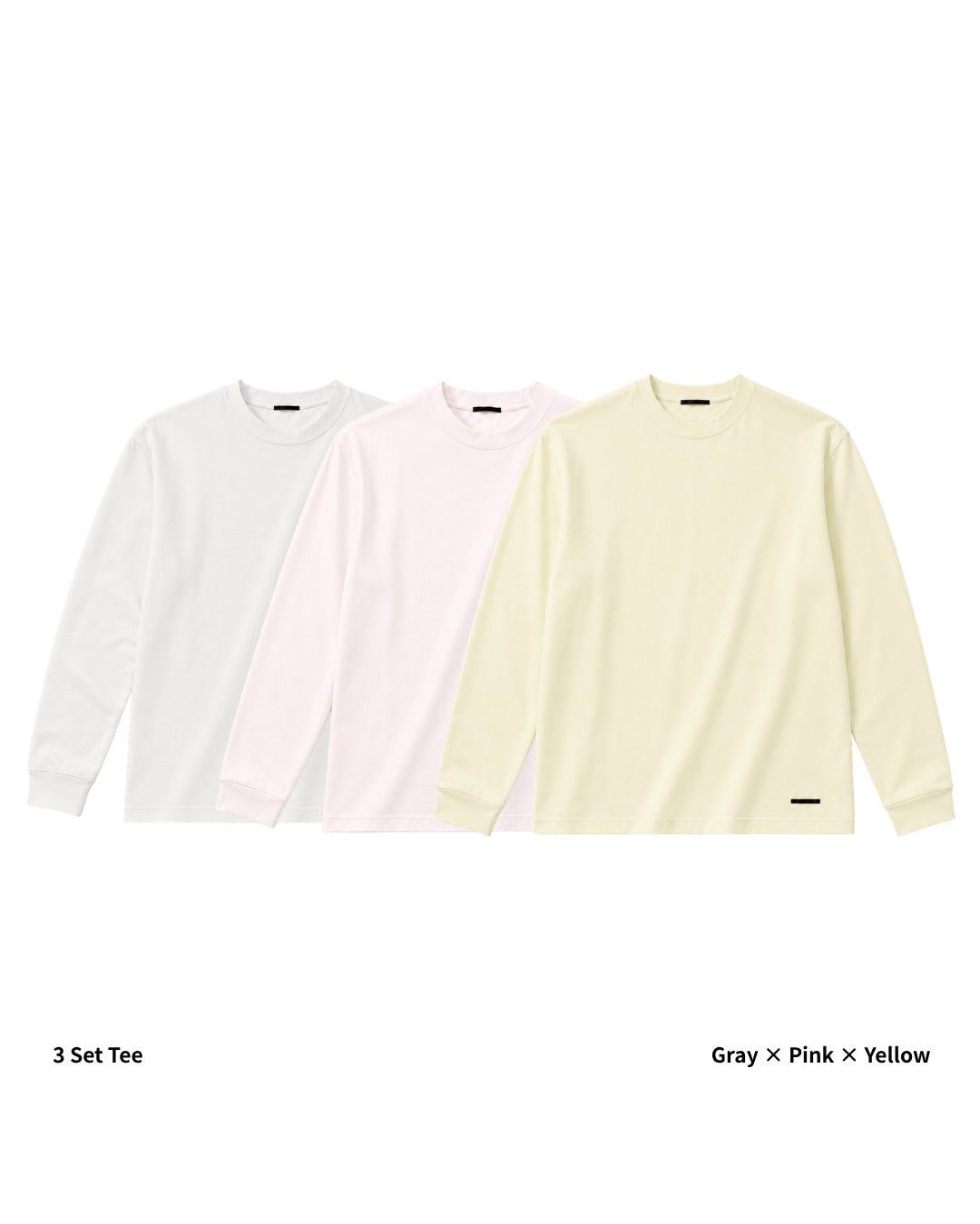 L/S Tee 3pac(Gray × Pink × Yellow)