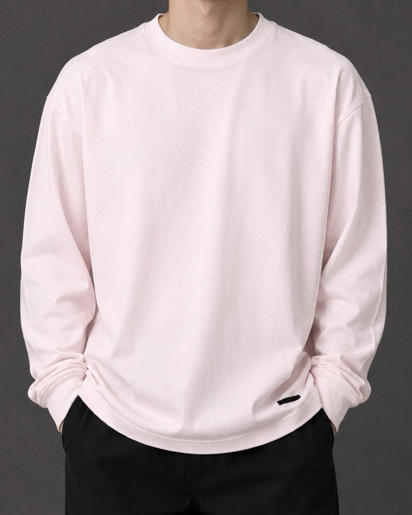 L/S PLAIN PINK T